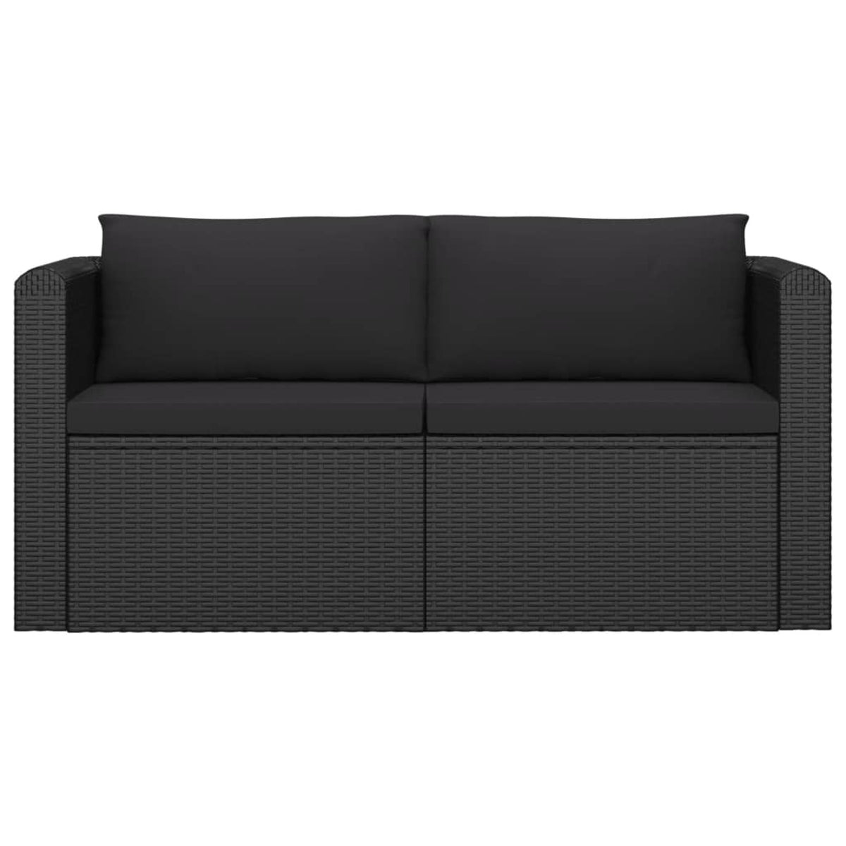 2 Piece Patio Sofa Set with Cushions Poly Rattan Black K857880