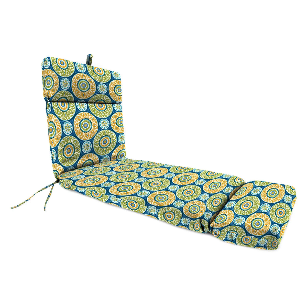 Multicolor Floral Rectangular Outdoor Chaise Lounge Cushion with Ties B912