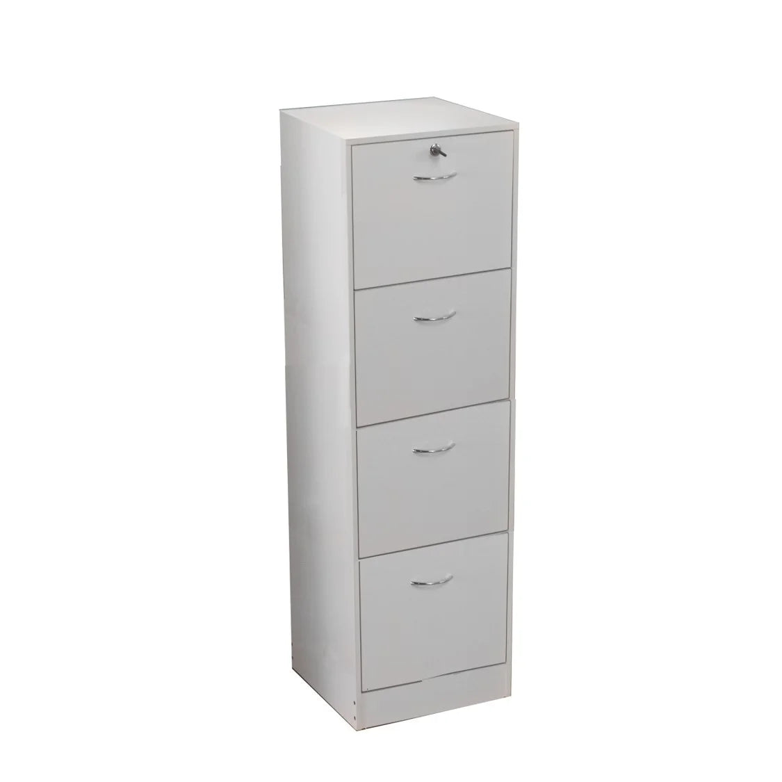 White 4 Drawer Wood Lockable Filing Cabinet L61181