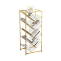 Mid-Century Rectangular Bookshelf Metal Gold Bookcase with Shelves O498500