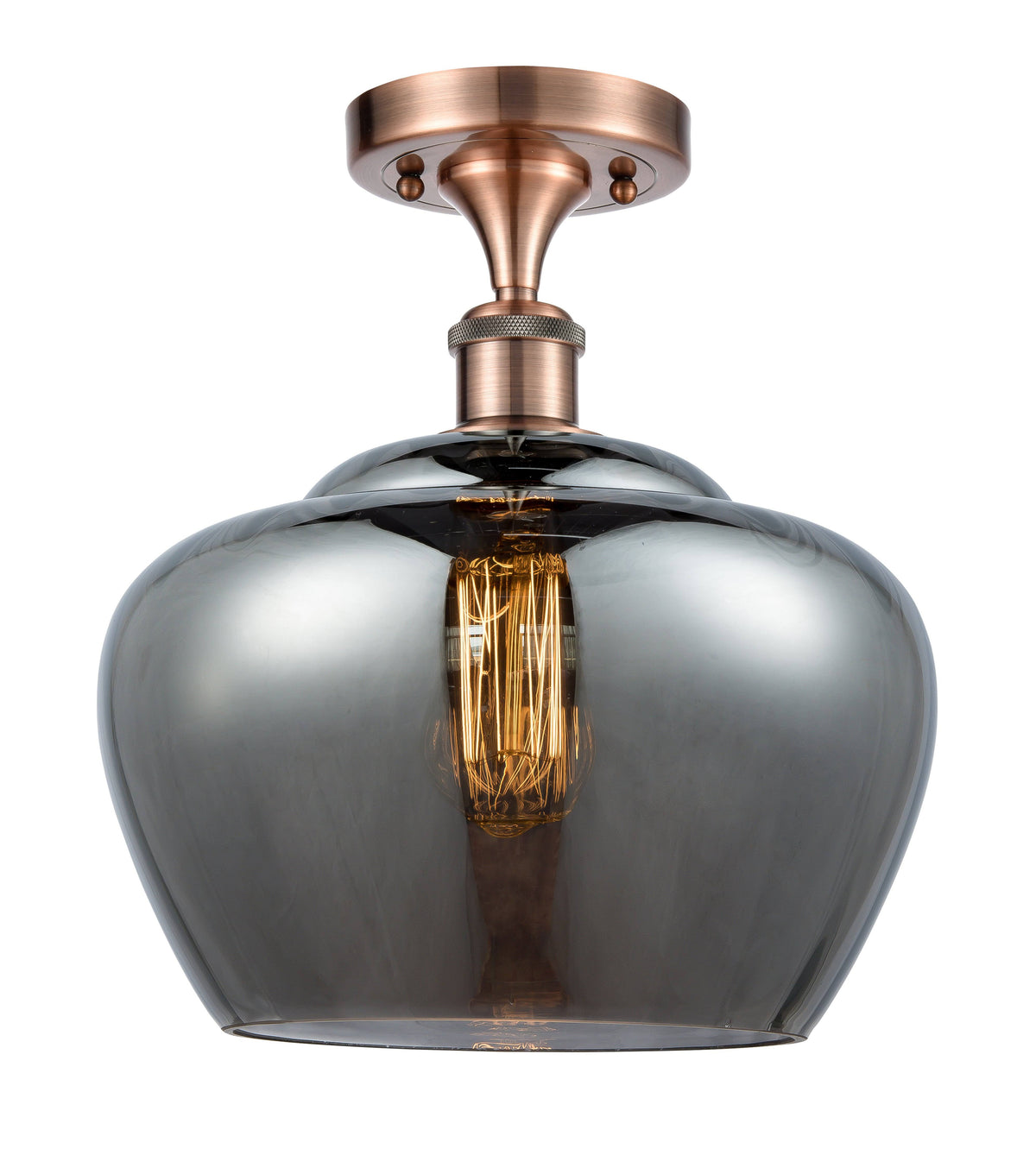 Antique Copper Large 1 Light Semi-Flush Mount E2524