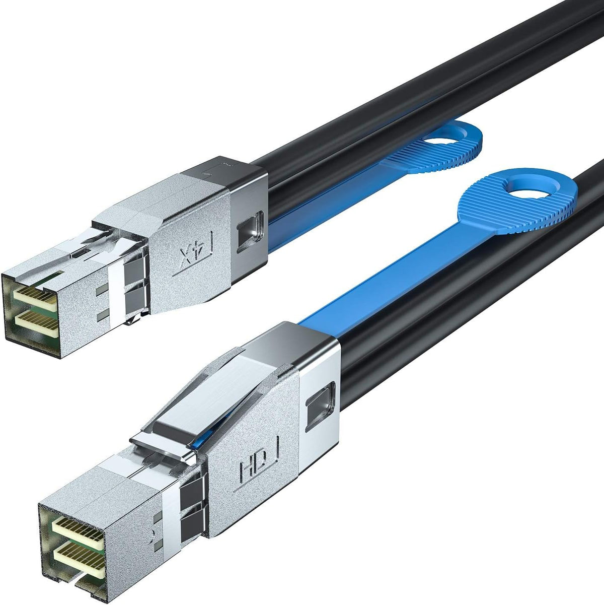 External Mini SAS HD SFF-8644 to QSFP Hybrid SAS Cable, 30AWG, 2-m Pack of 2 H453