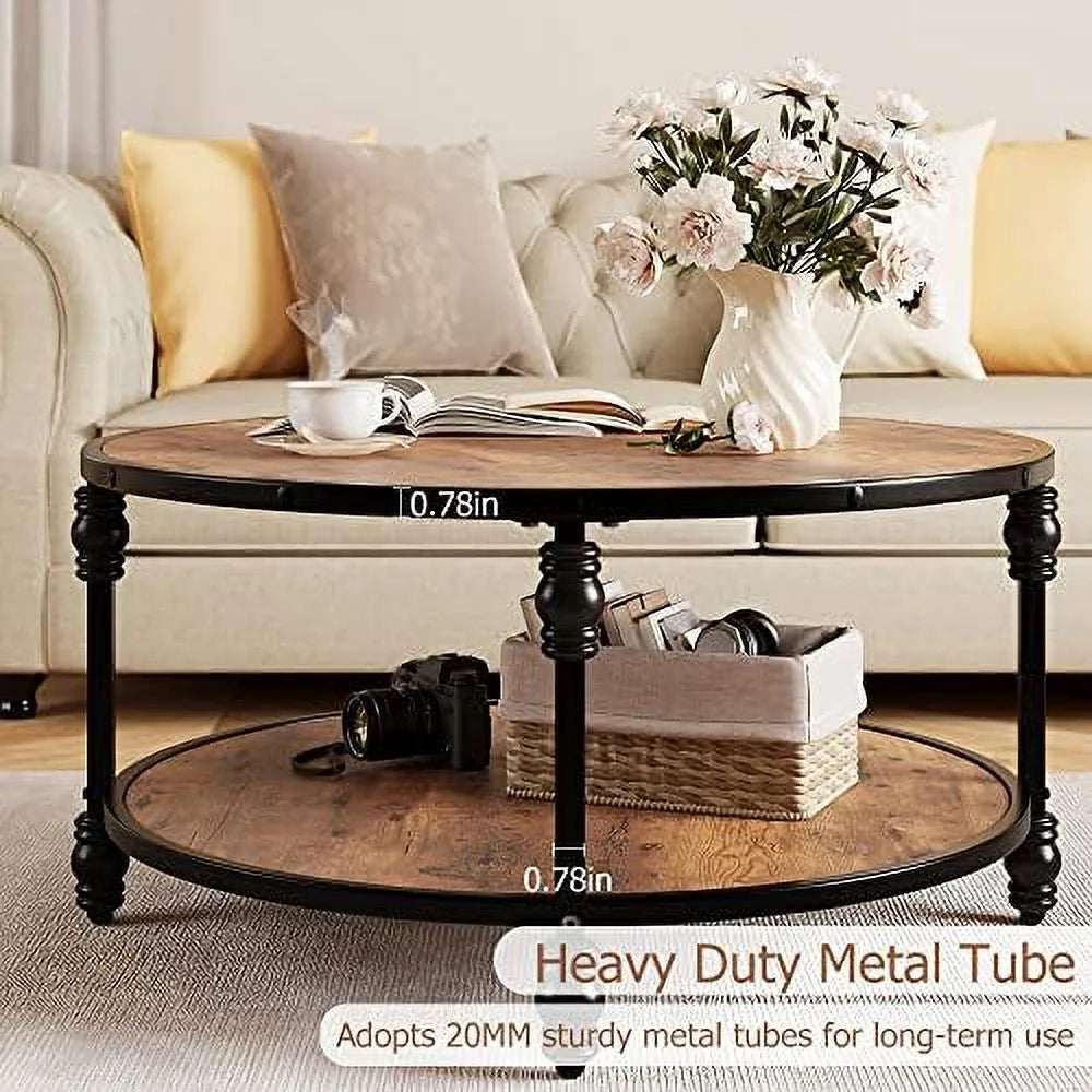Round Coffee Table with Metal Legs X140756