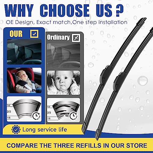 3 Wipers Replacement Windshield Wiper Blades Set 26"+22"+11" T32297