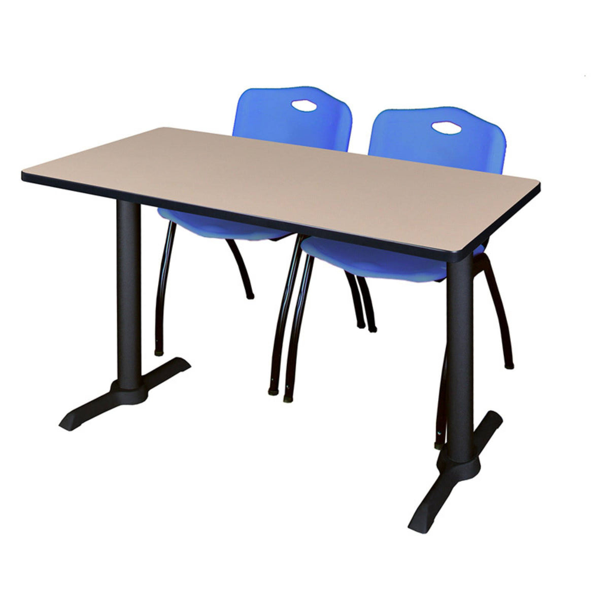 72 x 24 in. Training Table - Beige and 2 Stack Chairs - Grey D52690