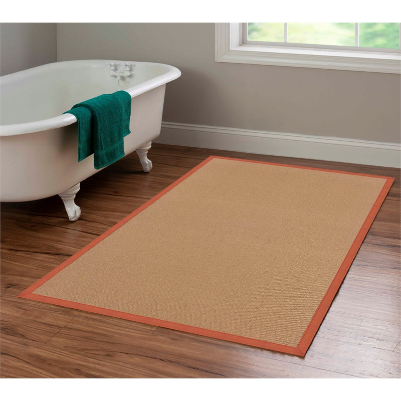 Machine Tufted Wool 4'x6' Rug in Cork Brown and Burnt Orange W4350