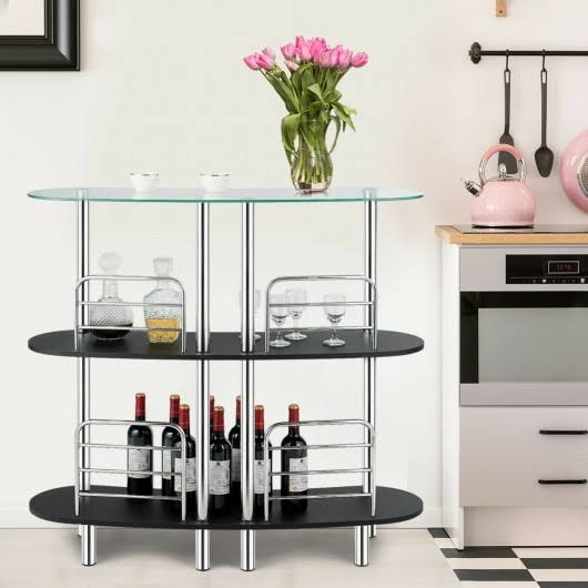 3-Tier Bar Table with Tempered Glasstop N522645