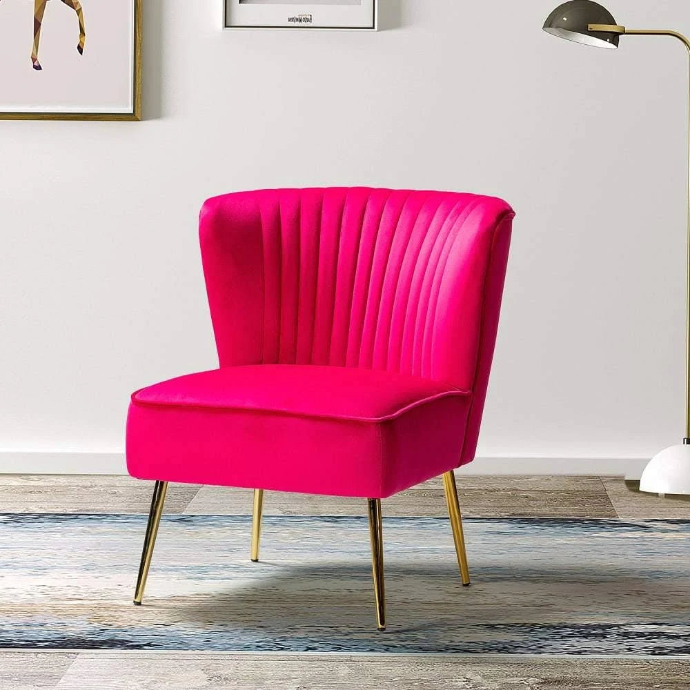 Fuchsia Gold Legs Velvet Side Chair J9203