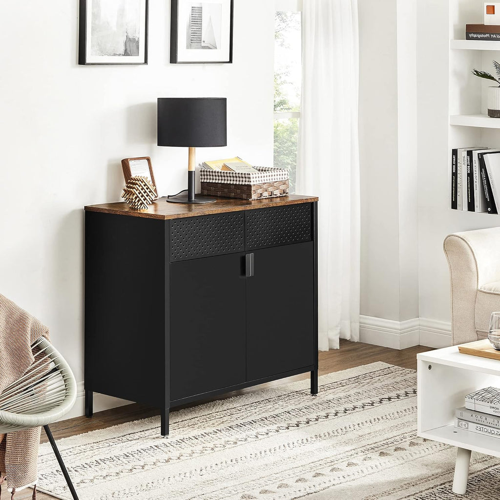 Rustic Brown and Black Storage Sideboard D541736