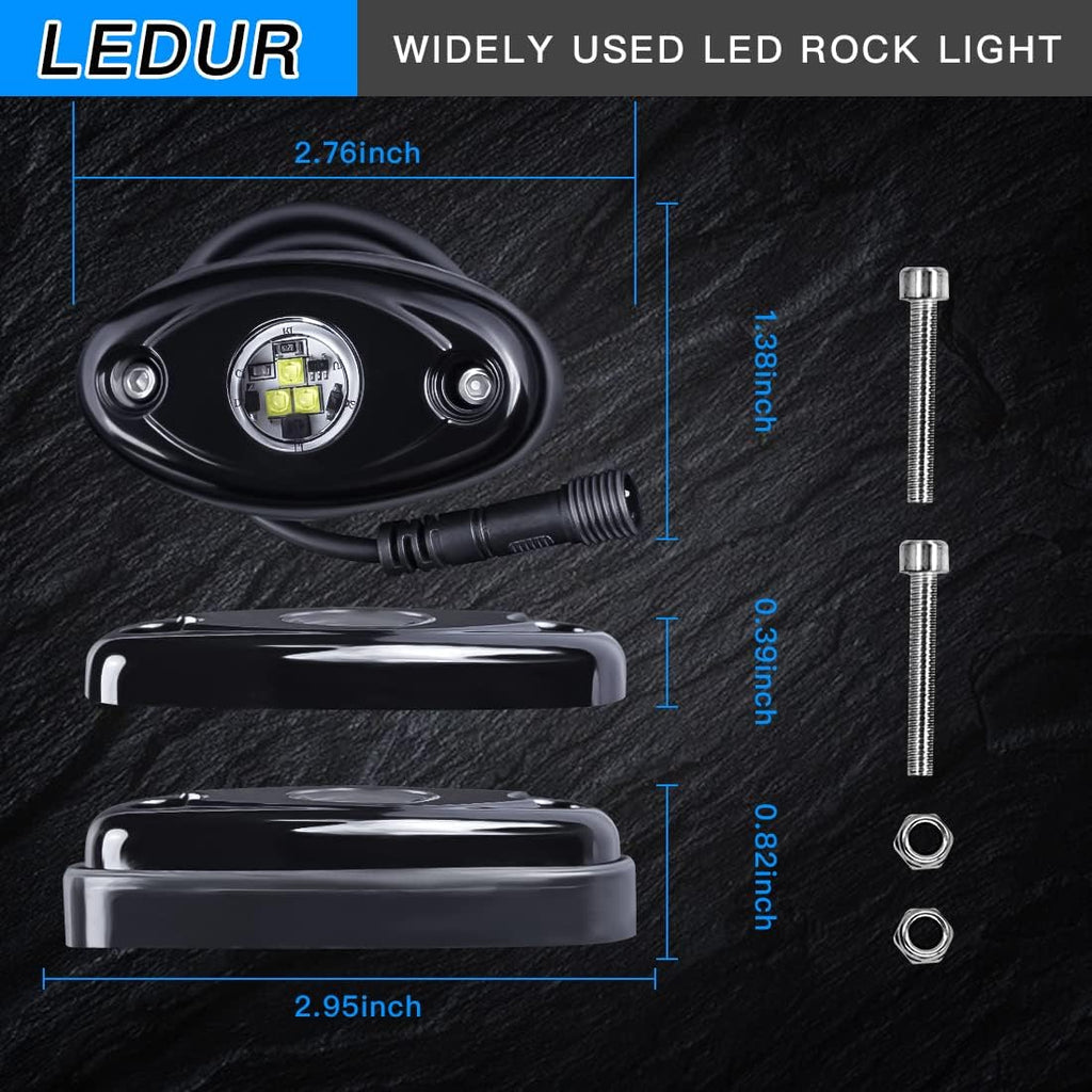 White 12Pods LED Rock Lights Kit with Switch Wire Harness U758
