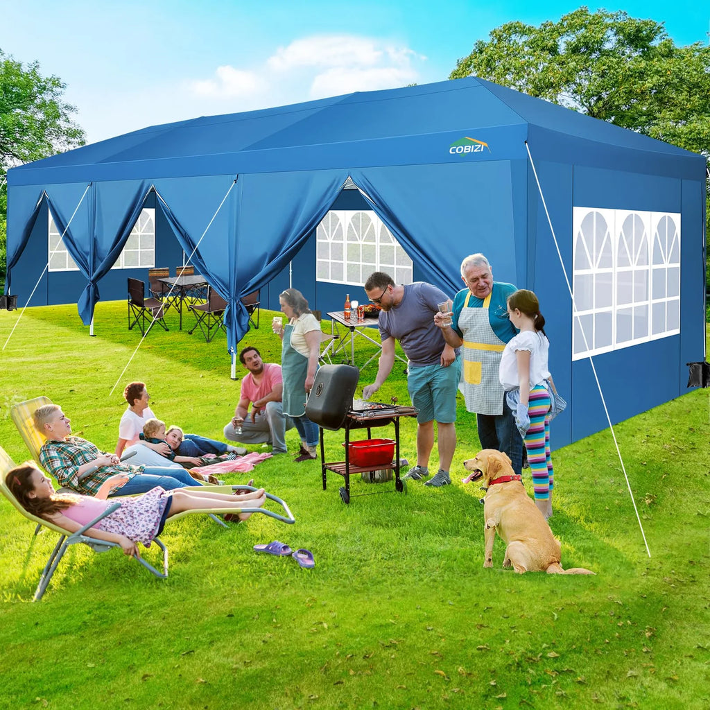10x10ft Waterproof Popup Canopy with 4 Sidewalls Black J40826