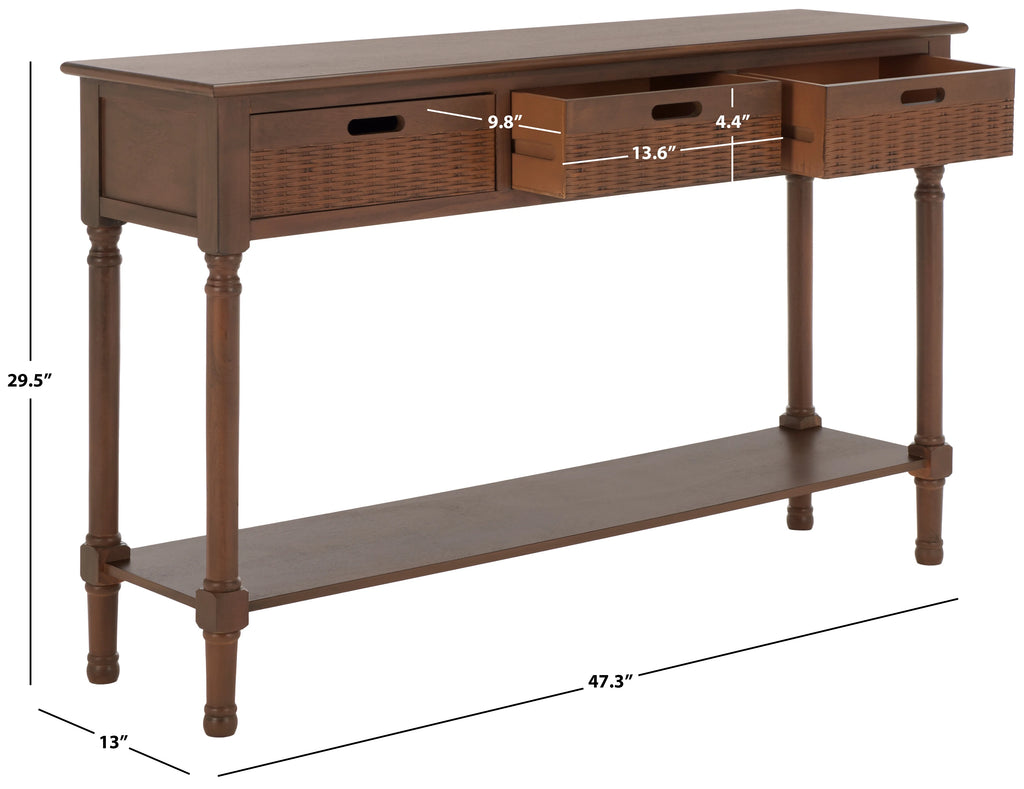 Rustic Brown Wood 3-Drawer Console Table T667