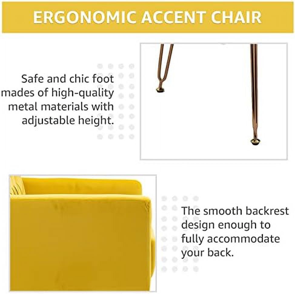 Mustard Velvet Accent Chair with Metal Legs P9946