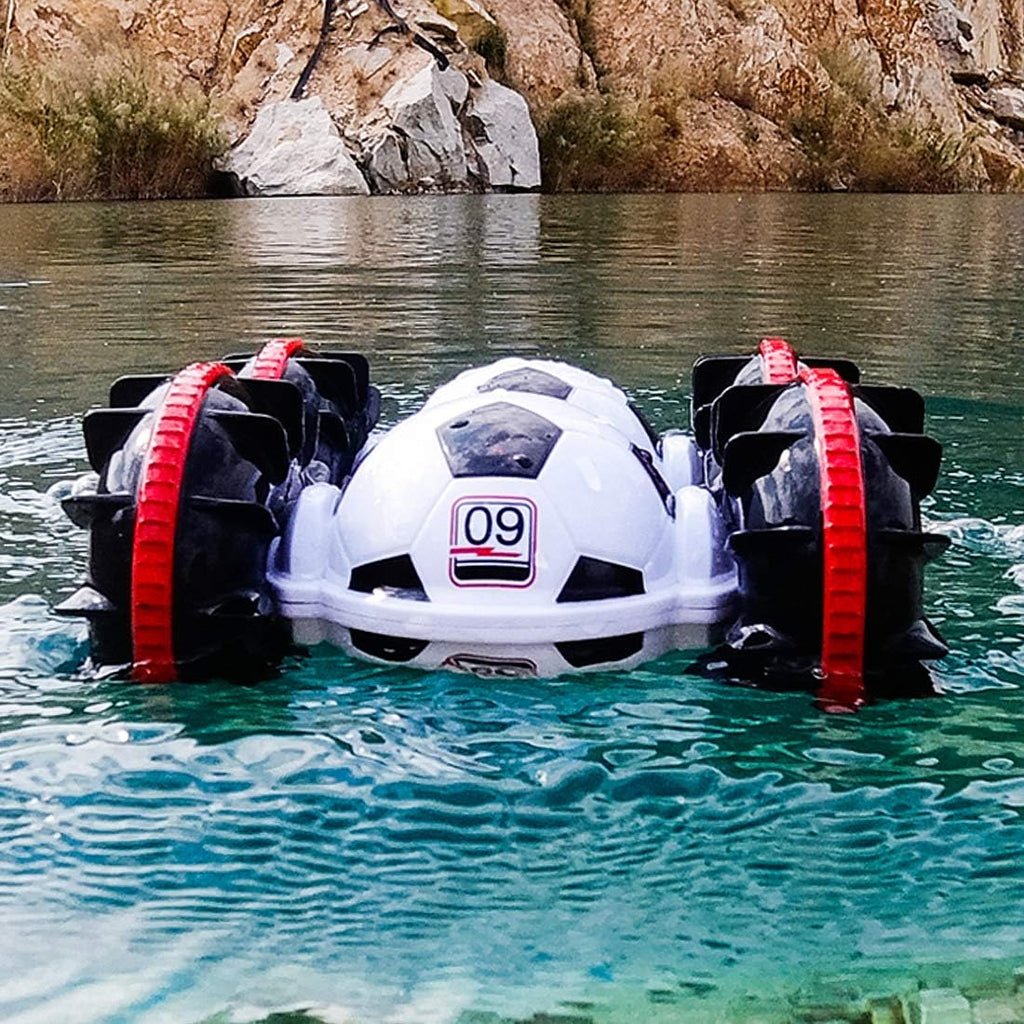 Amphibious Remote Control Car 2.4Ghz 4WD Waterproof Vehicle with 2 Rechargeable Batteries Pack of 2 P7627