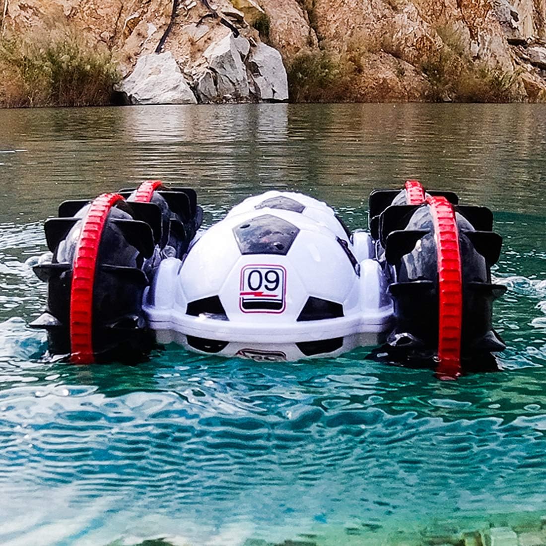 Amphibious Remote Control Car 2.4Ghz 4WD Waterproof Vehicle with 2 Rechargeable Batteries Pack of 2 P7627