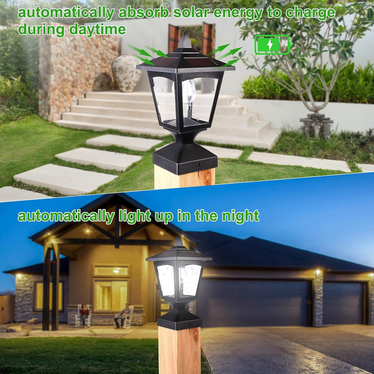 Black 15 Lumens Solar Post Lights (2 Pack) Z618112