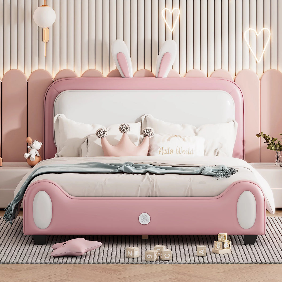Full PU Leather Upholstered Platform Bed with Headboard G681