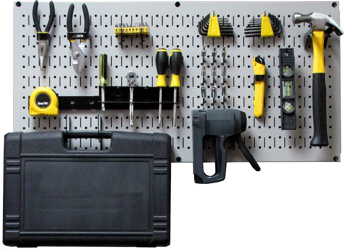 Red Pegboard Pack of 2 Metal Wall-Mounted Pegboard Tool Storage Unit U229