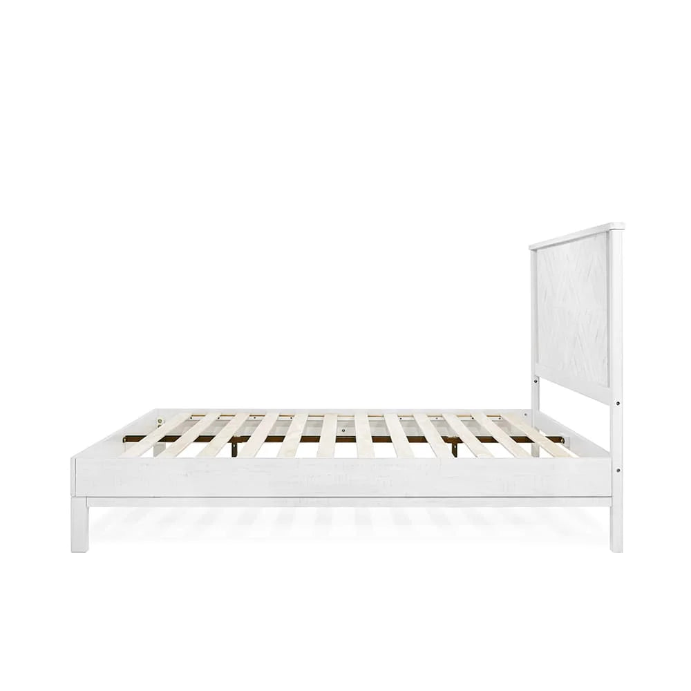 Queen Platform Bed Frame with Headboard Solid Wood Black I83270