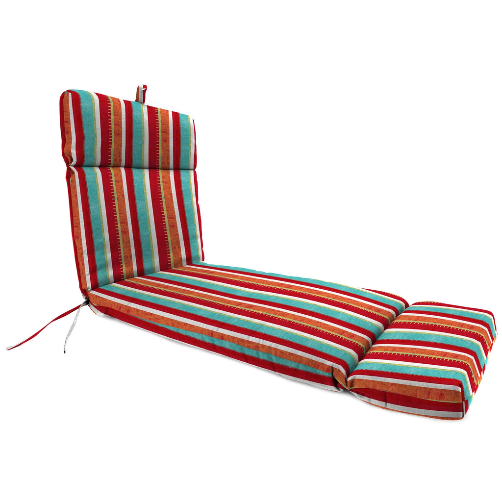 Multicolor Floral Rectangular Outdoor Chaise Lounge Cushion with Ties B912