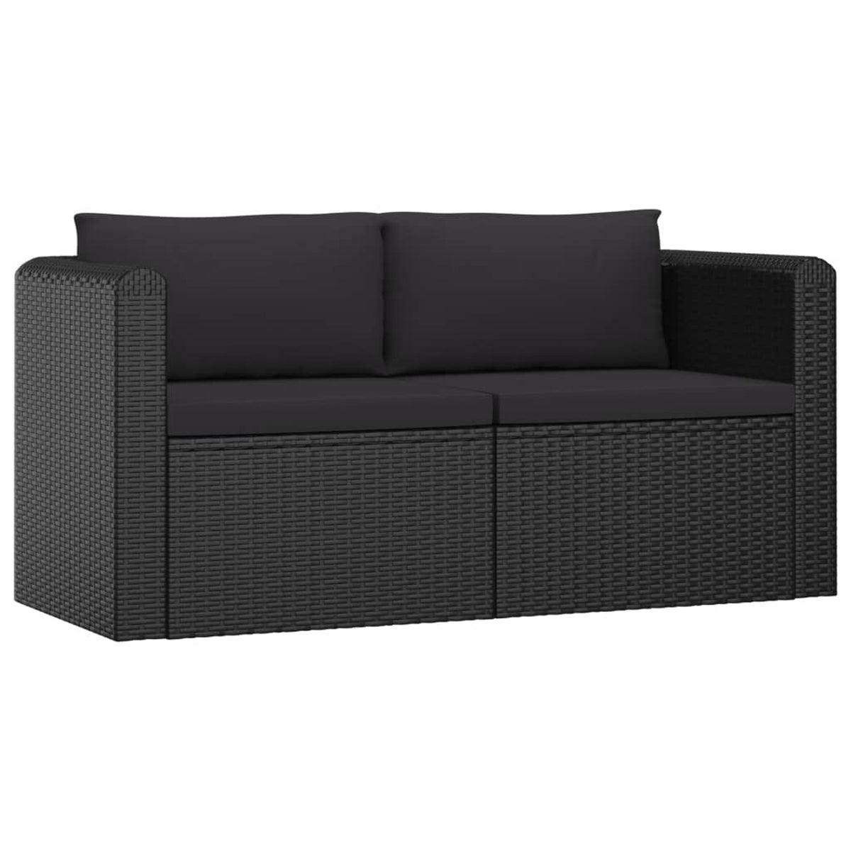 2 Piece Patio Sofa Set with Cushions Poly Rattan Black K857880