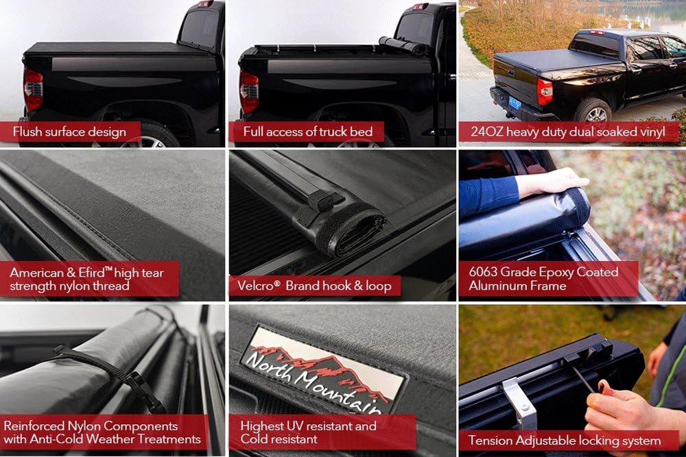Soft Roll Up Tonneau Cover for 6.5ft Fleetside Bed Pickup T210