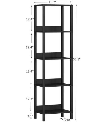 5-Tier Bookshelf with Anti-Fall Baffle S1306