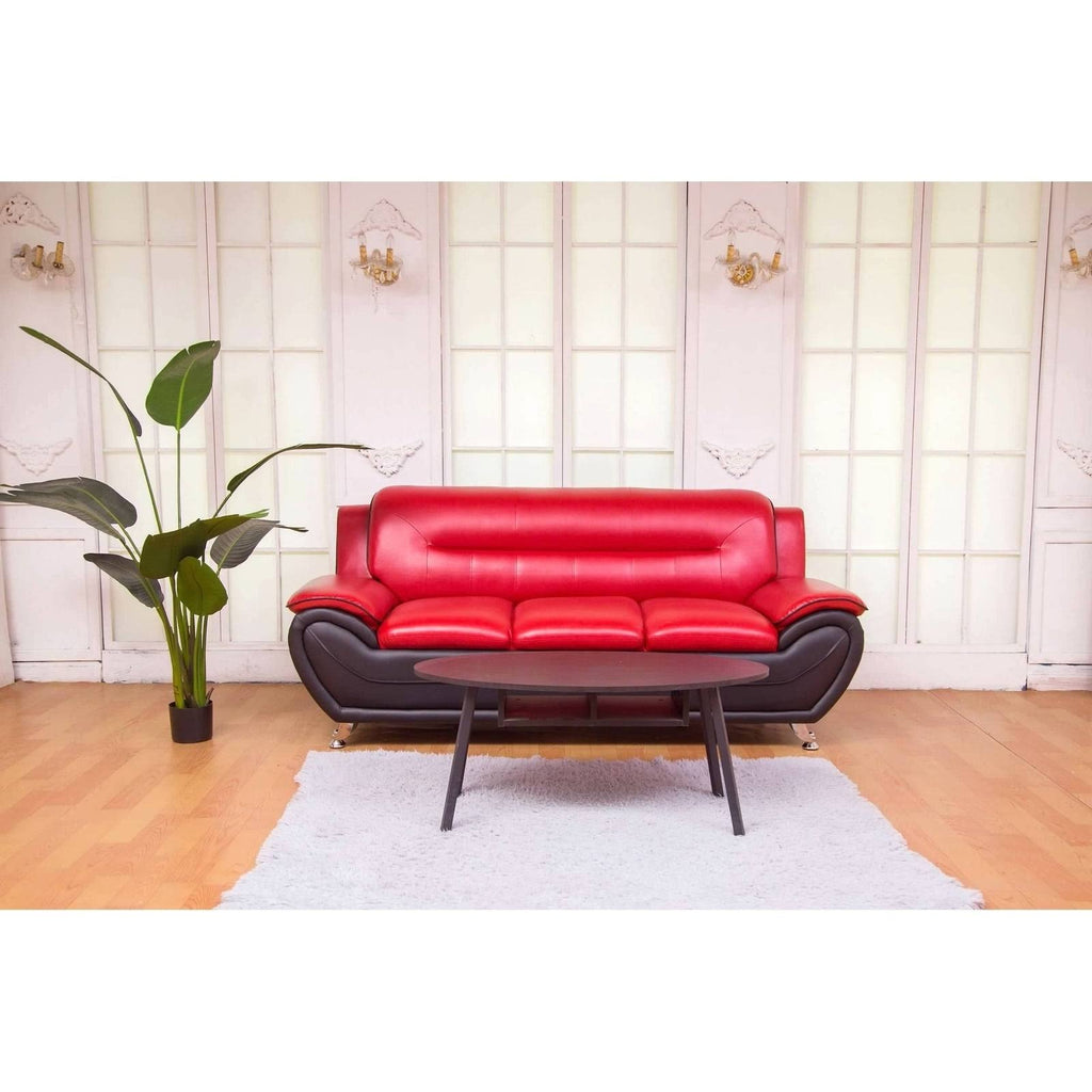 Red & Black Leatherette Sofa Set Q788