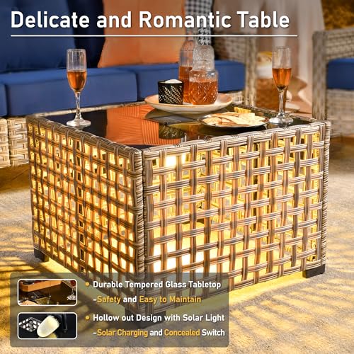 6 Piece Outdoor Wicker Patio Furniture Set with Fire Pit Table (Red) O8894
