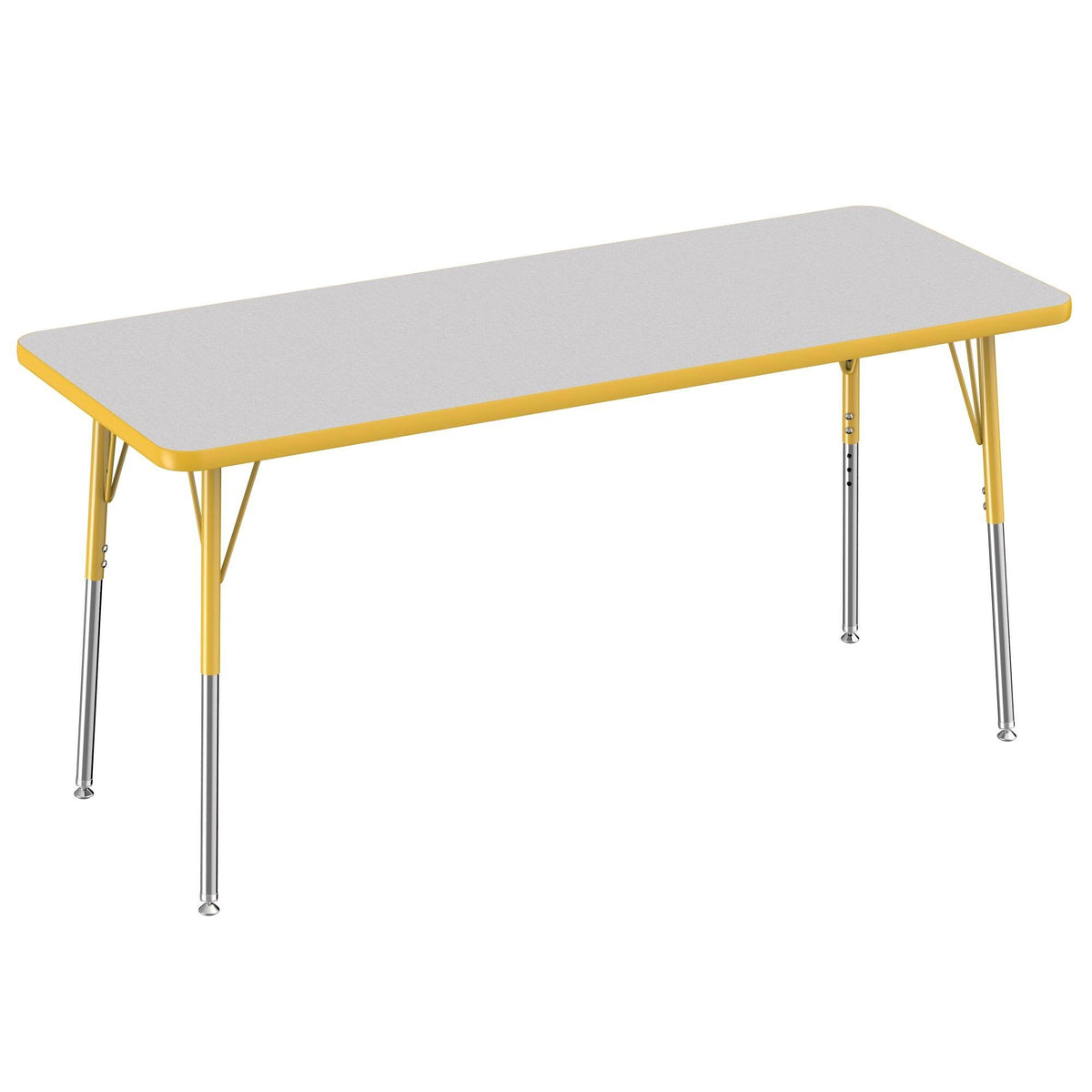 Gray/Yellow Rectangle T-Mold Adjustable Activity Table with Standard Swivel I21396