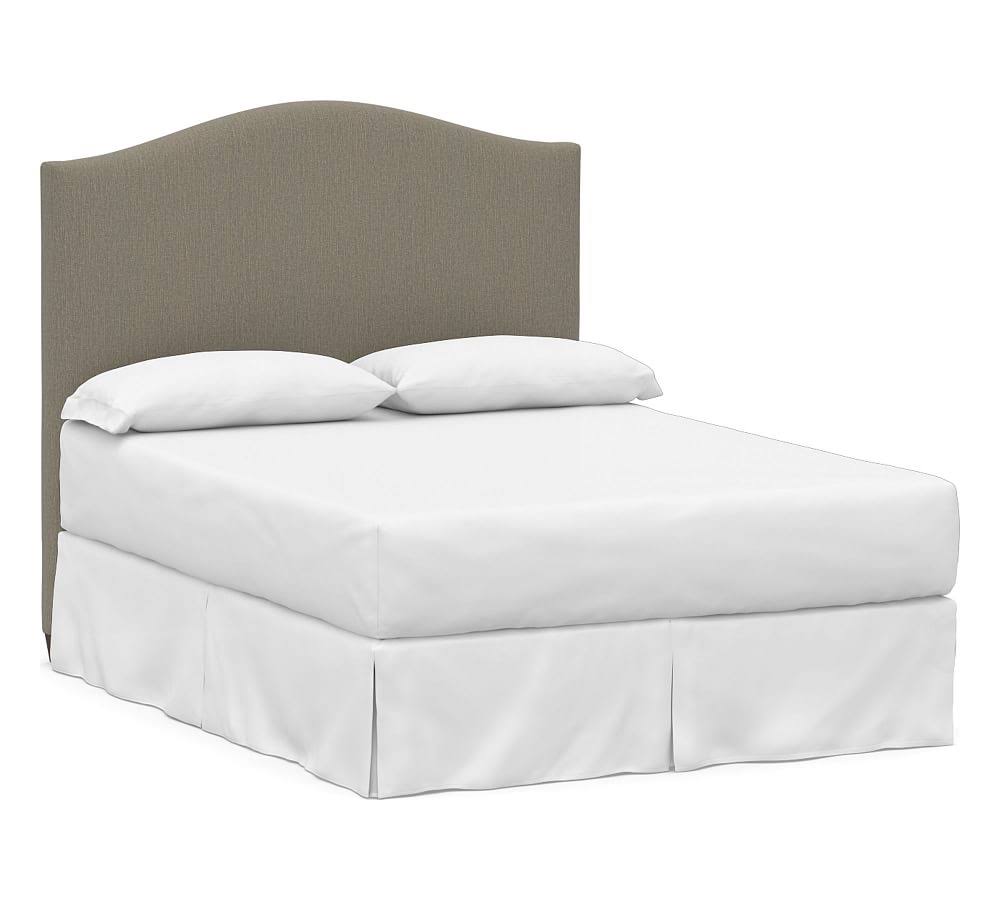Full Chenille Basketweave Taupe Upholstered Tall Headboard L2408