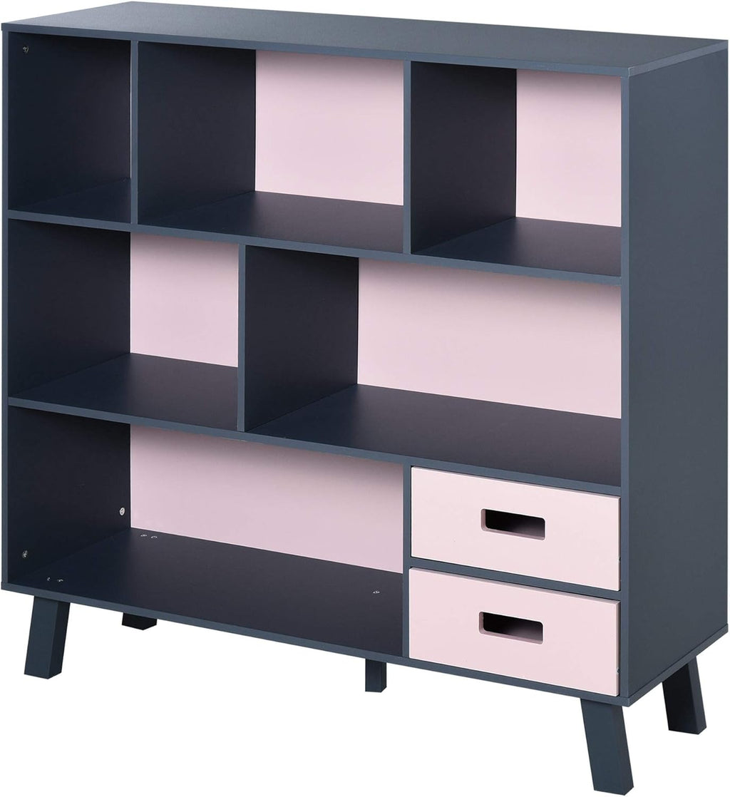 Blue 3-Tier Kids Bookcase with Drawers P9636