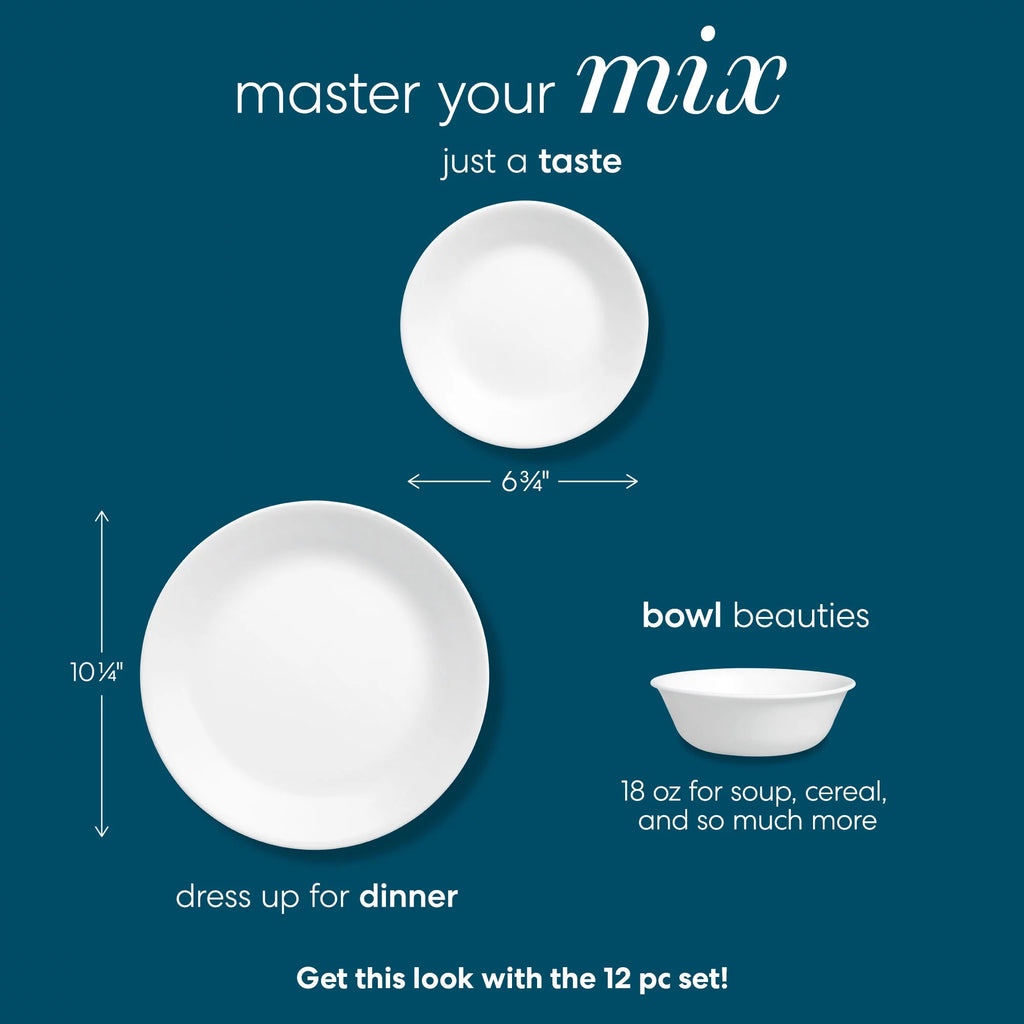 12-Piece White Round Dinnerware Set K65099