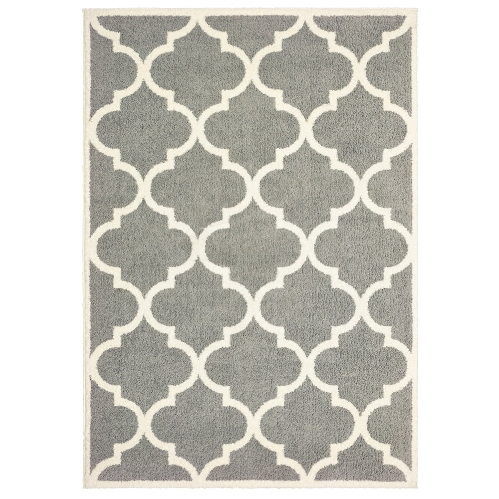 Grey Cream Microfiber Area Rug 5'3" x 7'6" M576155