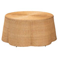 White Scalloped Rattan Coffee Table Z138846