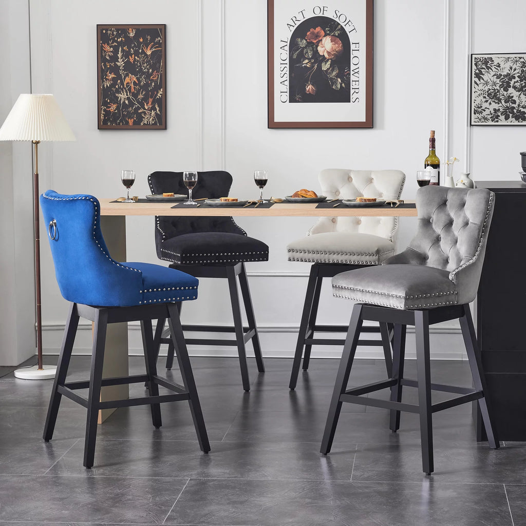 Velvet Swivel Bar Stools Set of 4 V5207
