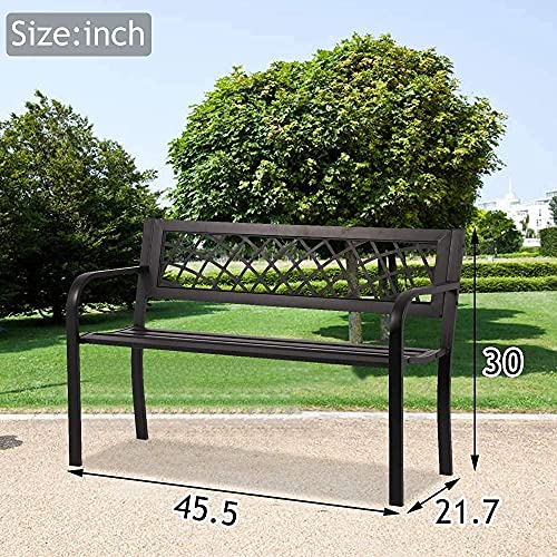 Black Metal Outdoor Bench with Armrests A489662