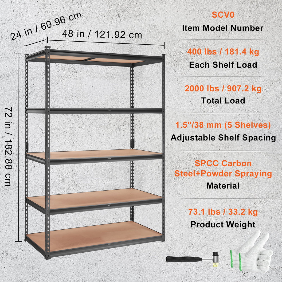 5-Tier Adjustable Storage Shelving Unit X73727