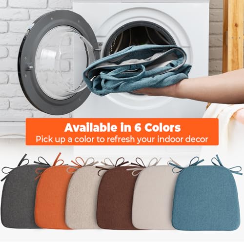 Beige D-Shaped Seat Cushions with Removable Washable Cover, Set of 4 B1586