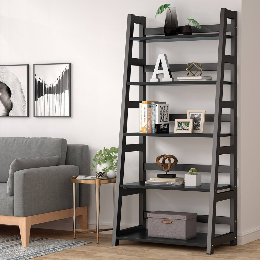 5-Tier Ladder Bookshelf Bookcase Brown N8631