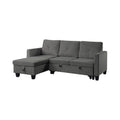 Dark Gray Velvet Reversible Sleeper Sectional Sofa with Storage Chaise K62772