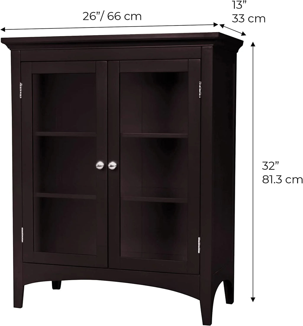 Wooden Floor Cabinet with 2 Glass Doors B1434