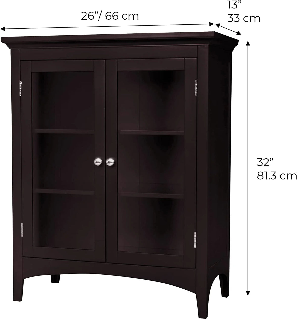 Wooden Floor Cabinet with 2 Glass Doors B1434