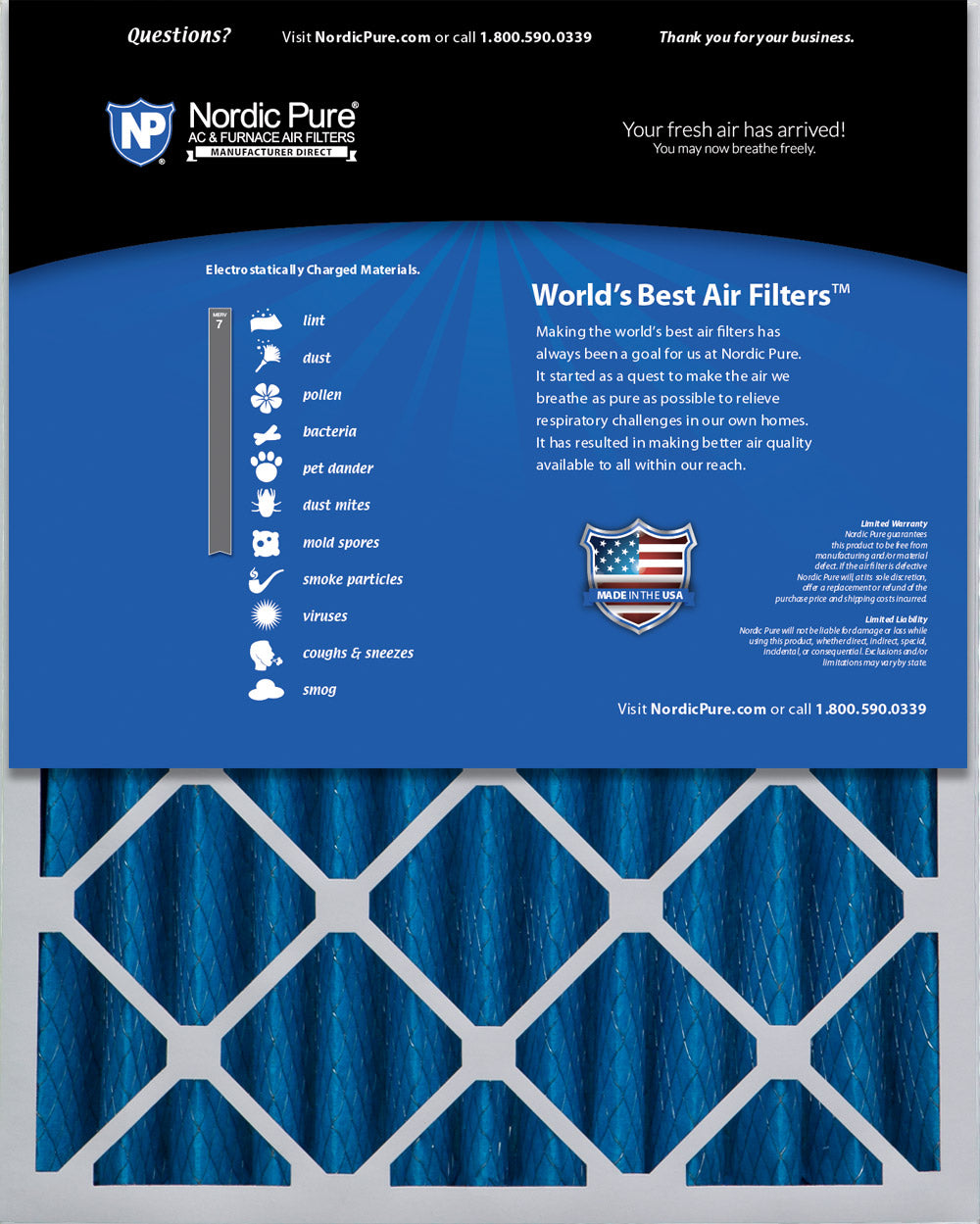 20x25x4 Pleated MERV 7 Air Filter 1 Pack H324997