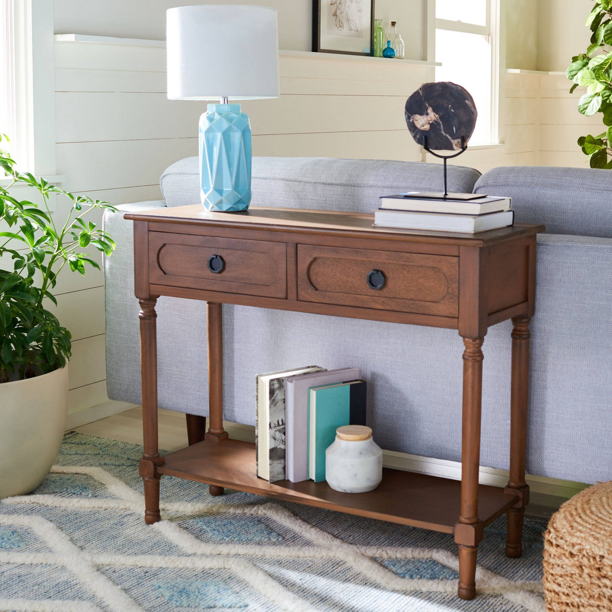 Brown 2 Drawer Console Table Q647