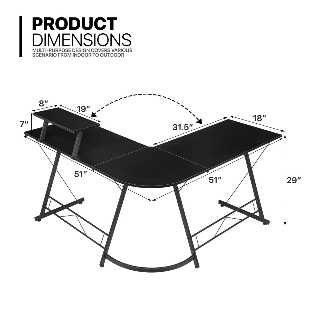 Black Ergonomic Computer Desk and Chair Set S543