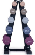 Neoprene Coated Hex Dumbbell Set with Rack 1-20 LBs F50480