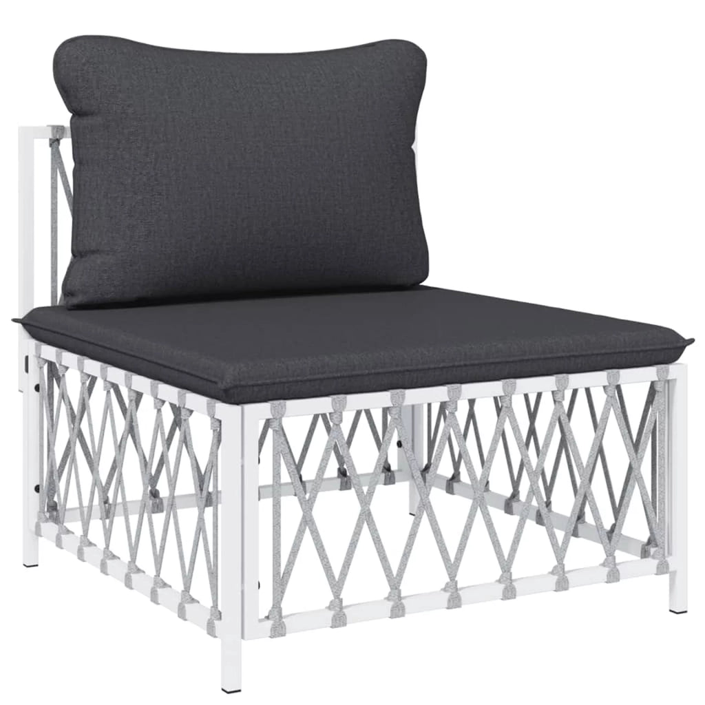 5 Piece Patio Set with Cushions White Steel Q792165