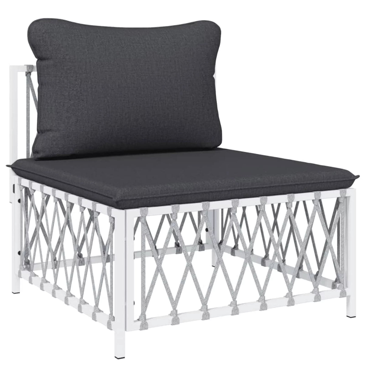 5 Piece Patio Set with Cushions White Steel Q792165