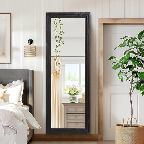 65"x24" Full Length Solid Wood Frame Floor Mirror Brown V82735